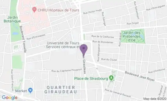 Localisation Société Générale Agence de Tours Rabelais