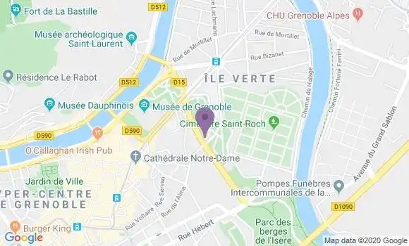 Localisation Société Générale Agence de Grenoble Ile Verte