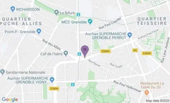 Localisation Société Générale Agence de Grenoble Malherbe 2