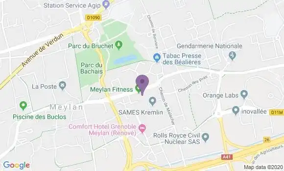 Localisation Société Générale Agence de Meylan Bealières