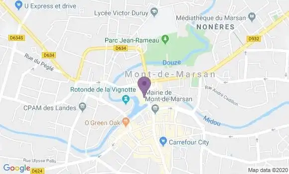Localisation Société Générale Agence de Mont de Marsan