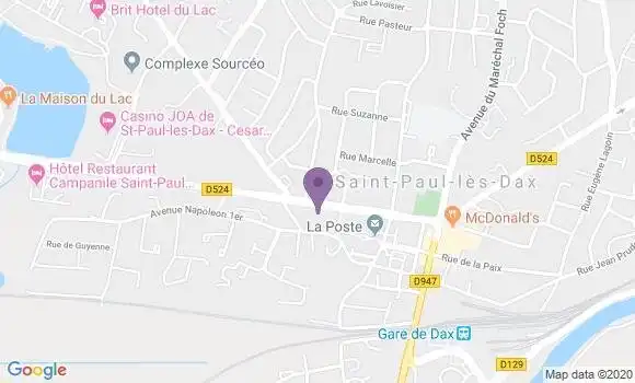 Localisation Société Générale Agence de Saint Paul lès Dax