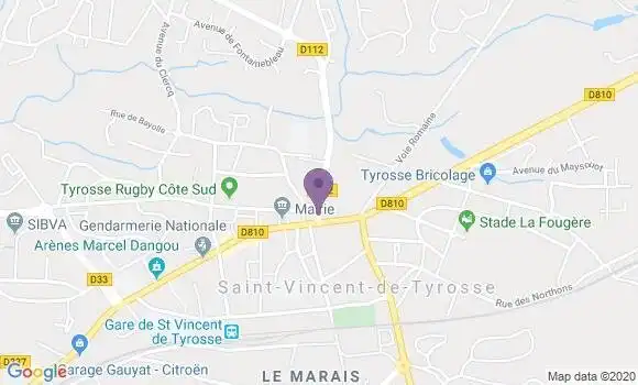 Localisation Société Générale Agence de Saint Vincent de Tyrosse