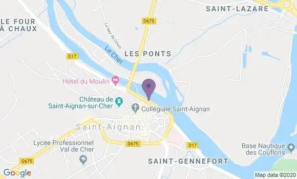 Localisation Société Générale Agence de Saint Aignan sur Cher