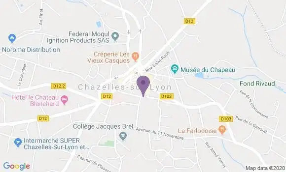 Localisation Société Générale Agence de Chazelles sur Lyon