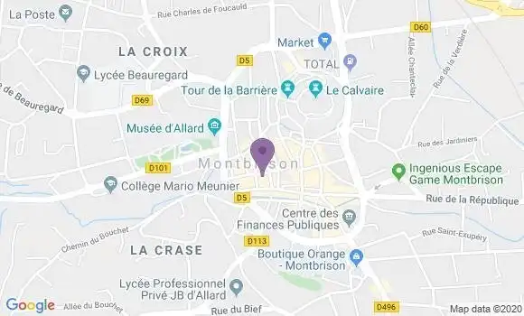 Localisation Société Générale Agence de Montbrison