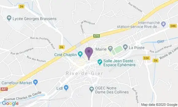 Localisation Société Générale Agence de Rive de Gier