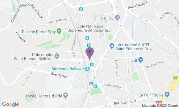 Localisation Société Générale Agence de Saint Etienne Bellevue