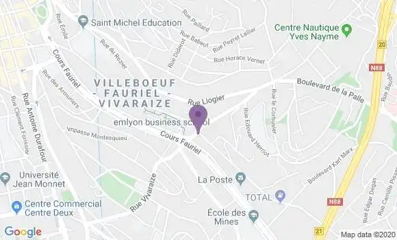 Localisation Société Générale Agence de Saint Etienne Fauriel