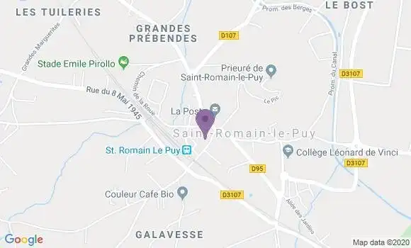 Localisation Société Générale Agence de Saint Romain le Puy
