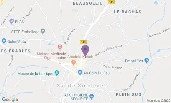Localisation Société Générale Agence de Sainte Sigolène