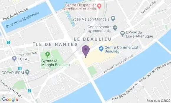 Localisation Société Générale Agence de Nantes Beaulieu