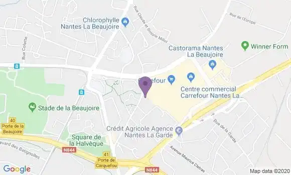 Localisation Société Générale Agence de Nantes la Beaujoire