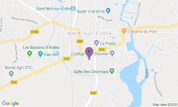 Localisation Société Générale Agence de Nort sur Erdre