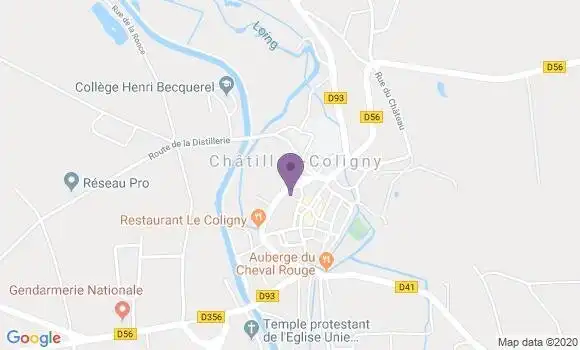 Localisation Société Générale Agence de Châtillon Coligny