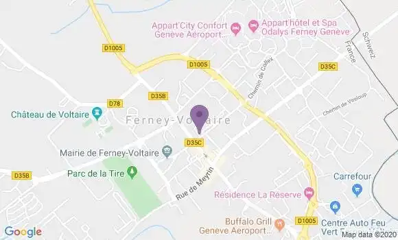 Localisation Société Générale Agence de Ferney Voltaire