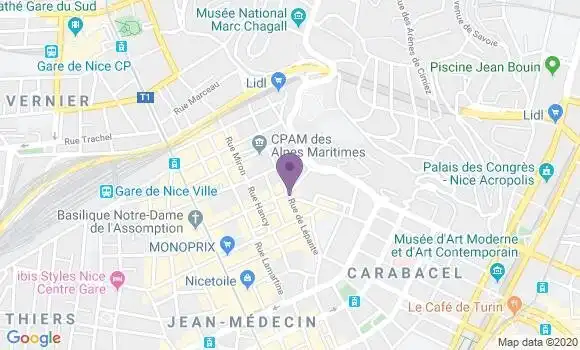 Localisation Société Générale Agence de Nice Lepante