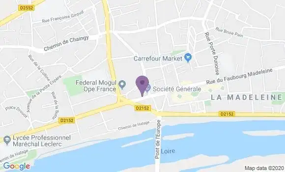 Localisation Société Générale Agence de Saint Jean de Ruelle