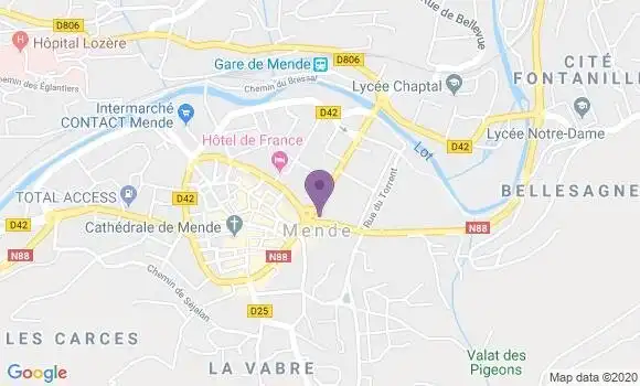 Localisation Société Générale Agence de Mende