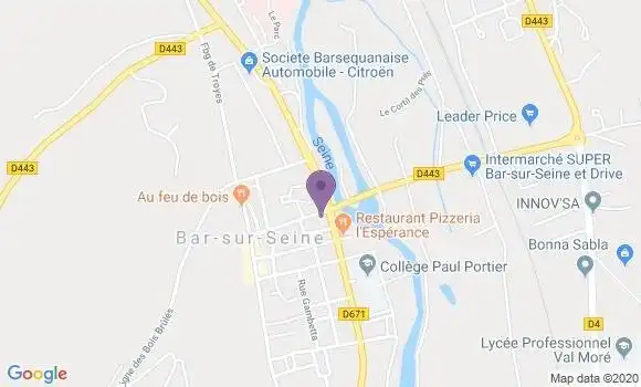 Localisation CIC Agence de Bar sur Seine