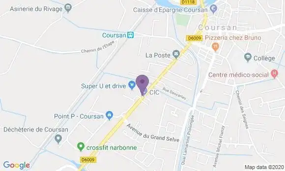 Localisation CIC Agence de Coursan