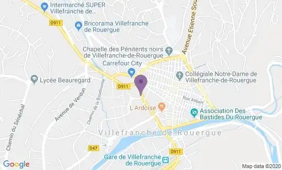Localisation CIC Agence de Villefranche de Rouergue