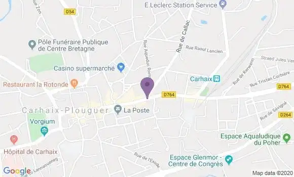 Localisation CIC Agence de Carhaix Plouguer
