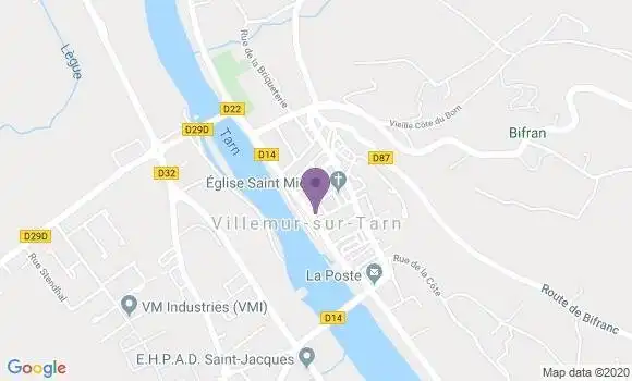 Localisation CIC Agence de Villemur sur Tarn