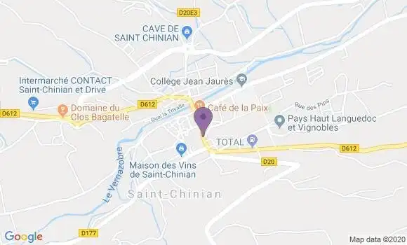 Localisation CIC Agence de Saint Chinian