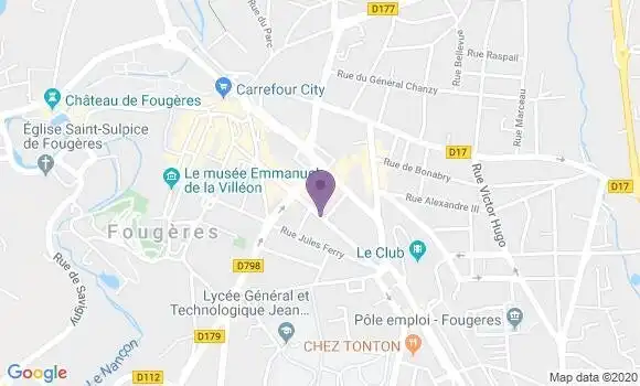 Localisation CIC Agence de Fougères