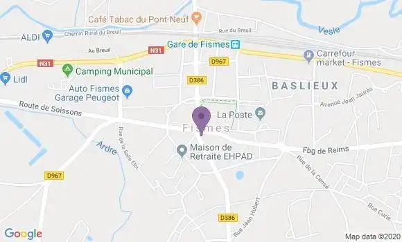 Localisation Société Générale Agence de Fismes