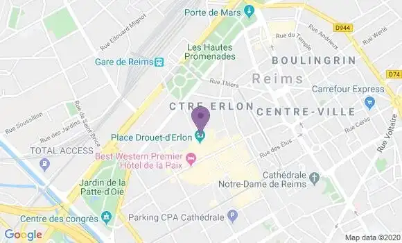 Localisation Société Générale Agence de Reims Drouet d