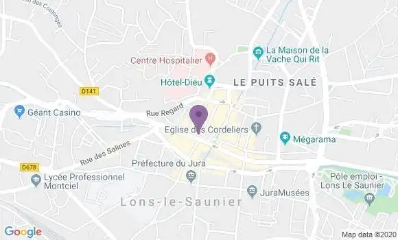 Localisation CIC Agence de Lons le Saunier