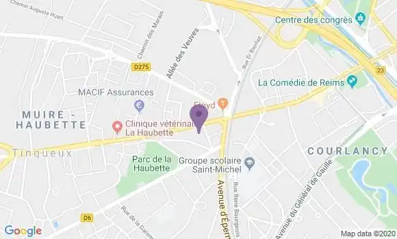 Localisation Société Générale Agence de Reims la Haubette