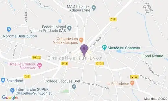 Localisation CIC Agence de Chazelles sur Lyon