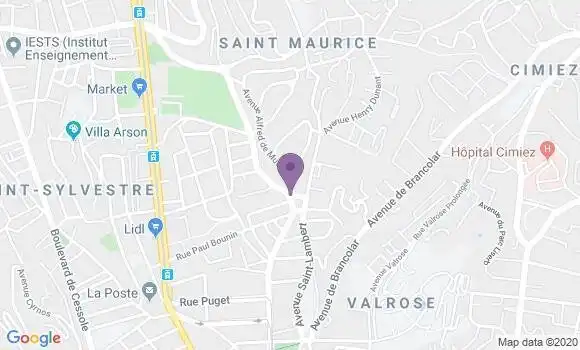 Localisation Société Générale Agence de Nice Saint Maurice