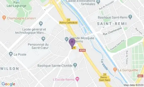Localisation Société Générale Agence de Reims Sainte Anne