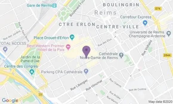 Localisation Société Générale Agence de Reims Vesle