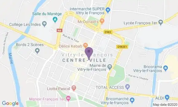 Localisation Société Générale Agence de Vitry le François