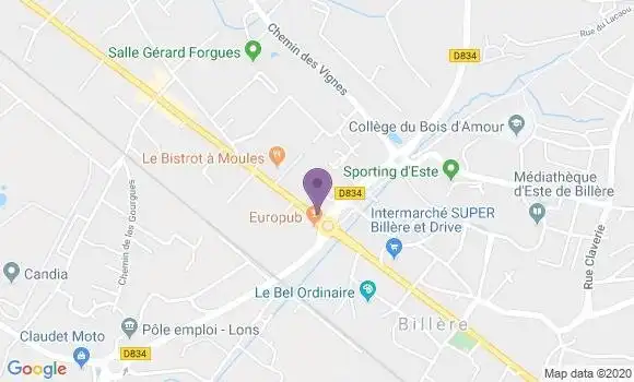 Localisation CIC Agence de Billère
