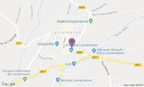 Localisation CIC Agence de Lannemezan