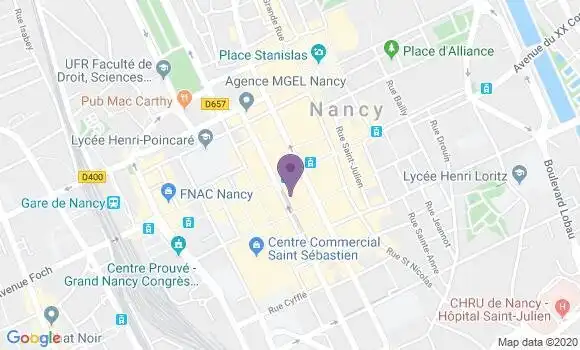 Localisation Société Générale Agence de Nancy le Couarail