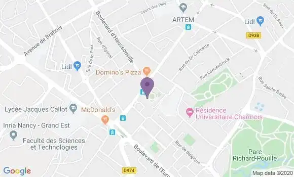 Localisation Société Générale Agence de Vandoeuvre lès Nancy