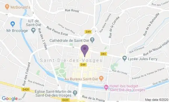 Localisation CIC Agence de Saint Die des Vosges
