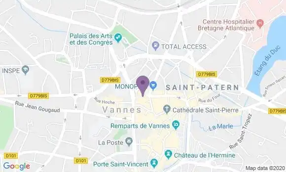 Localisation Société Générale Agence de Vannes Hôtel de Ville