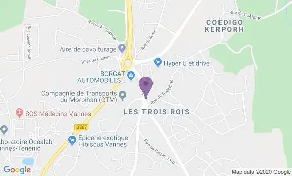 Localisation Société Générale Agence de Vannes Saint Ave
