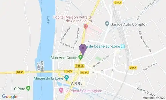 Localisation Société Générale Agence de Cosne Cours sur Loire