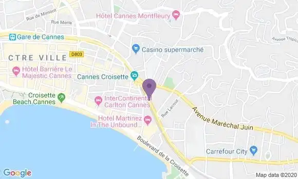 Localisation CIC Agence de Cannes Californie