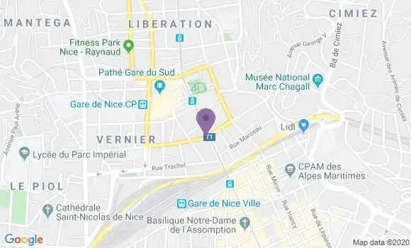 Localisation CIC Agence de Nice Malaussena