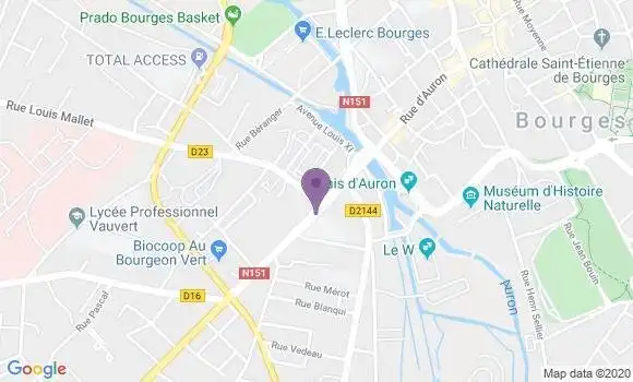Localisation CIC Agence de Bourges Auron